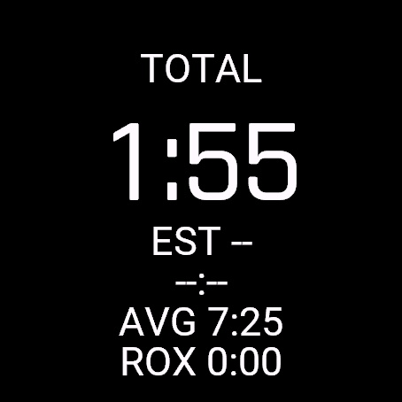 Total screen with estimated finish, average pace and Roxzone time